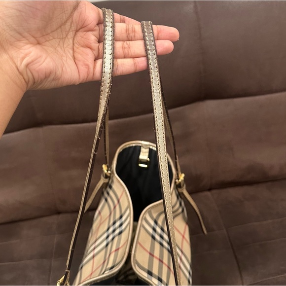 💯 Authentic RARE Burberry Canterbury Horseferry Check Tote Gold Purse Handbag - Picture 12 of 17